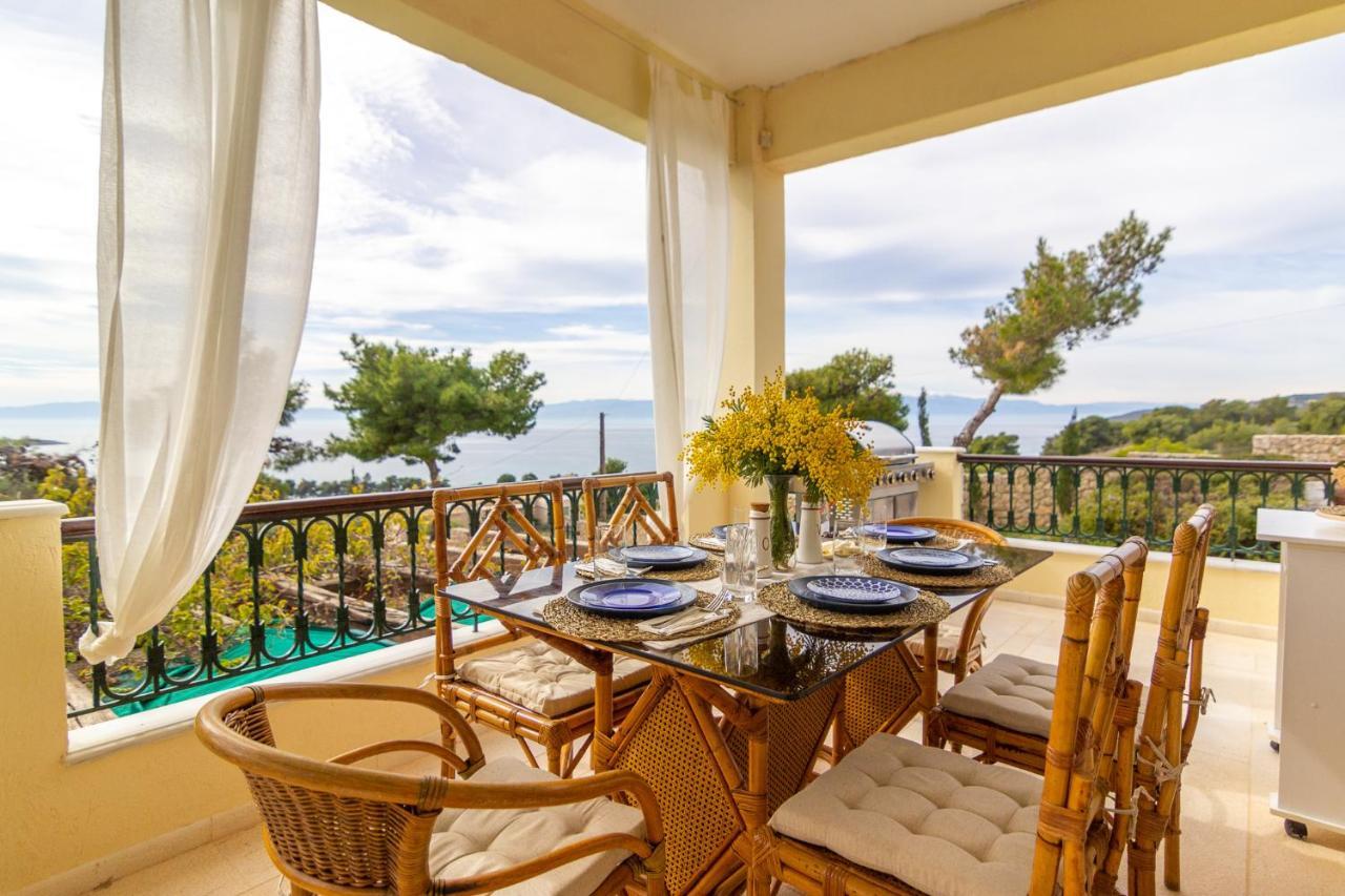 House With Amazing Ocean View And Patio - Pool Villa Pórto Héli Kültér fotó