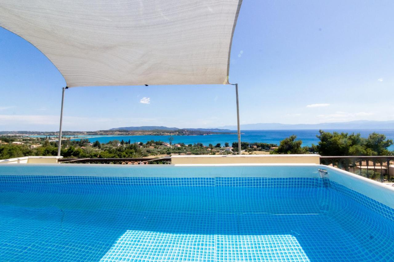 House With Amazing Ocean View And Patio - Pool Villa Pórto Héli Kültér fotó